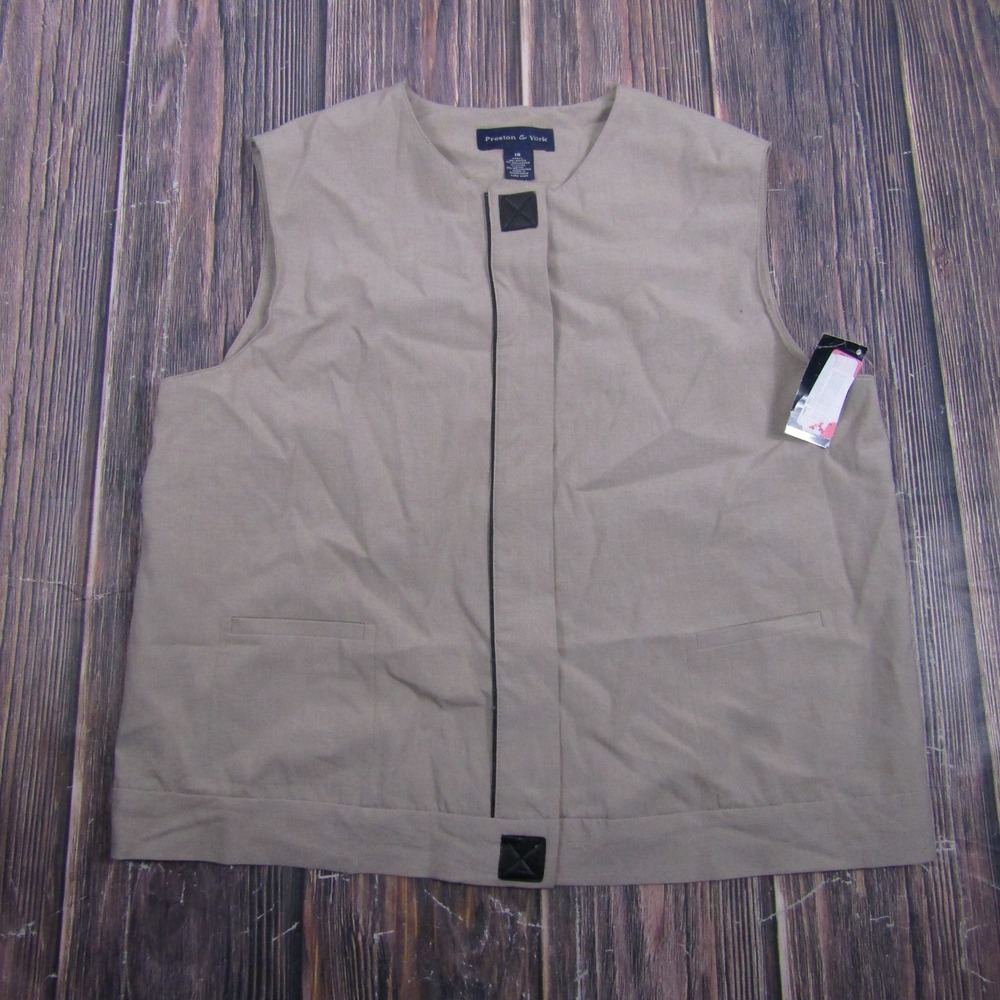 Preston & York Vest Women 18 Tan Rayon Blend Sleeveless Layering Career Shell